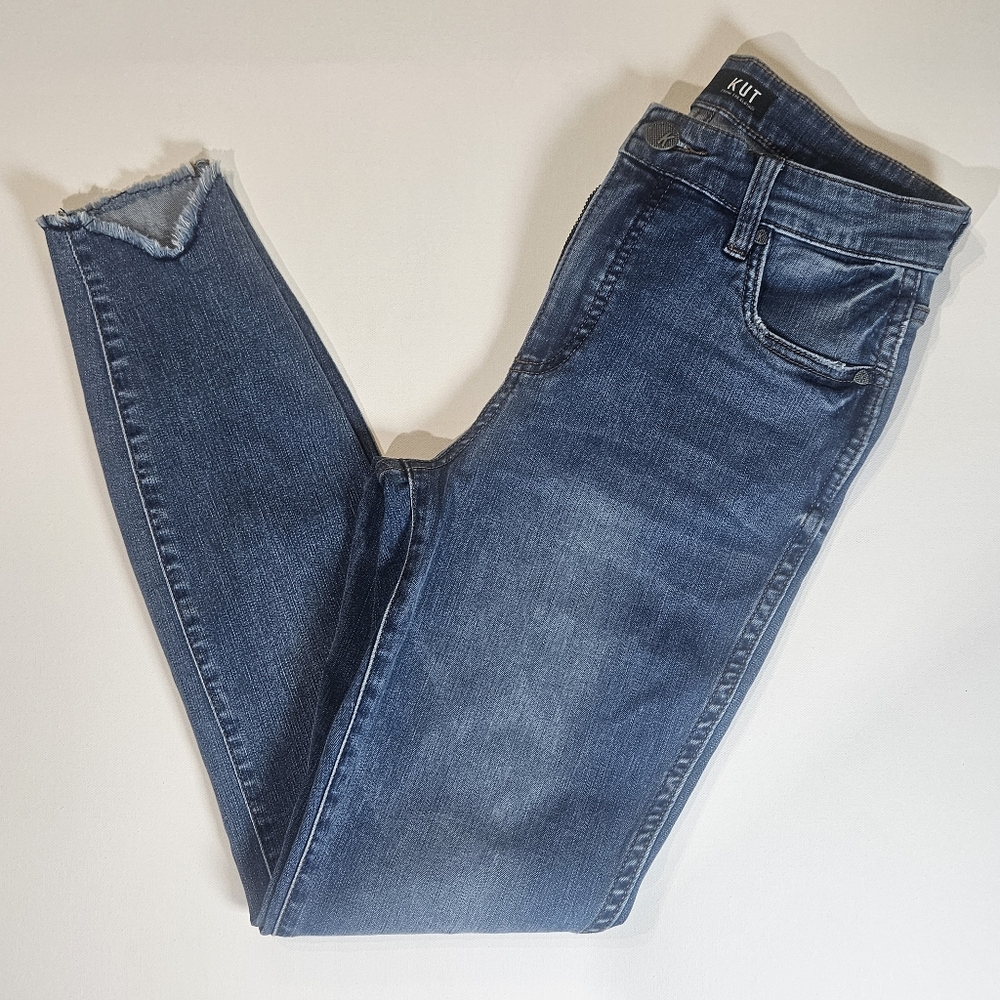 Kut From The Kloth Womens Jeans Size 2 Skinny High Rise Cuttoff Distressed Ankle